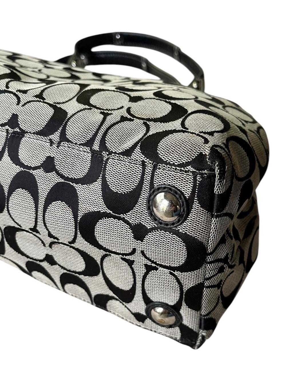 Coach Signature Penelope Black/Grey Jacquard Shoulder Bag Tote - Picture 11 of 15
